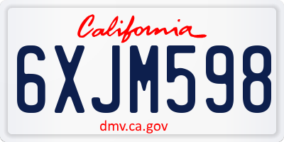 CA license plate 6XJM598