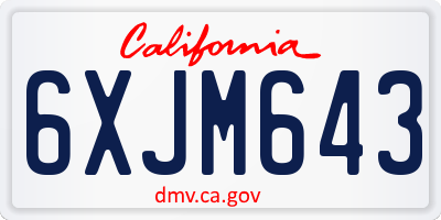 CA license plate 6XJM643