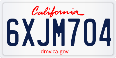 CA license plate 6XJM704