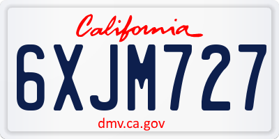 CA license plate 6XJM727