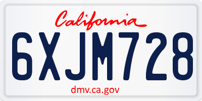CA license plate 6XJM728