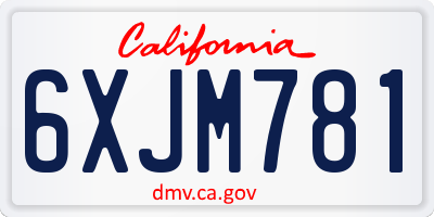 CA license plate 6XJM781