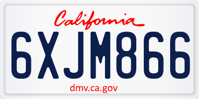 CA license plate 6XJM866