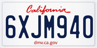 CA license plate 6XJM940