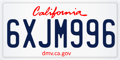 CA license plate 6XJM996