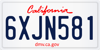 CA license plate 6XJN581