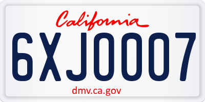 CA license plate 6XJO007