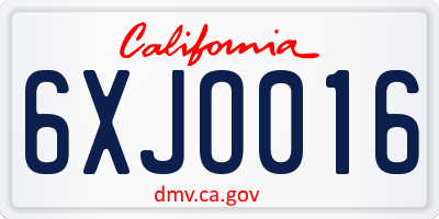 CA license plate 6XJO016
