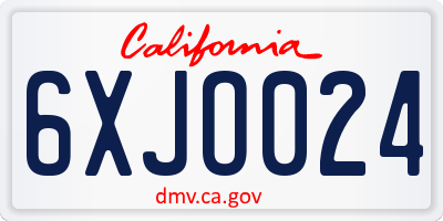 CA license plate 6XJO024