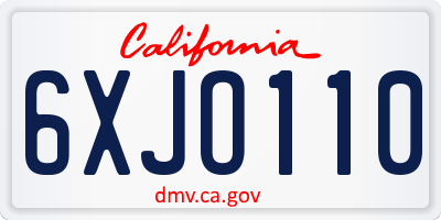 CA license plate 6XJO110