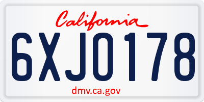 CA license plate 6XJO178