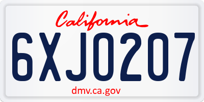 CA license plate 6XJO207