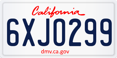 CA license plate 6XJO299