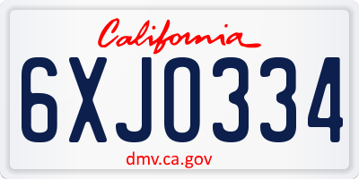 CA license plate 6XJO334