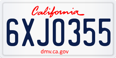 CA license plate 6XJO355
