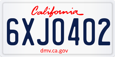 CA license plate 6XJO402