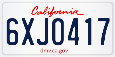 CA license plate 6XJO417