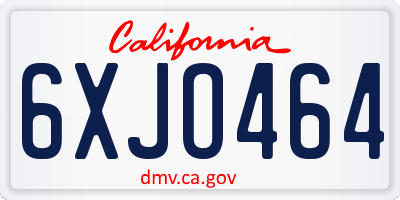 CA license plate 6XJO464