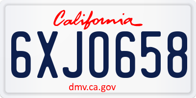 CA license plate 6XJO658