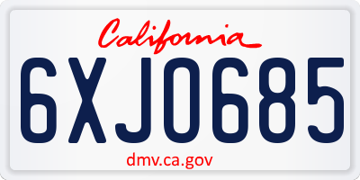 CA license plate 6XJO685