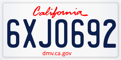 CA license plate 6XJO692