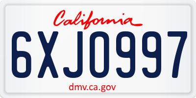 CA license plate 6XJO997