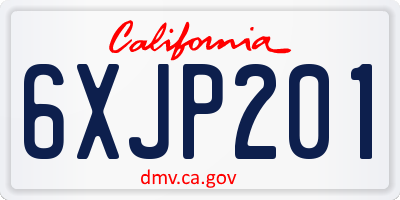 CA license plate 6XJP201