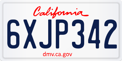 CA license plate 6XJP342