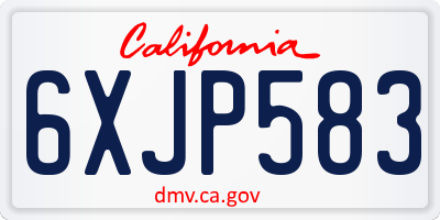 CA license plate 6XJP583