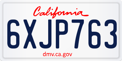 CA license plate 6XJP763