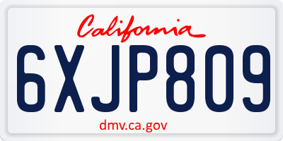 CA license plate 6XJP809