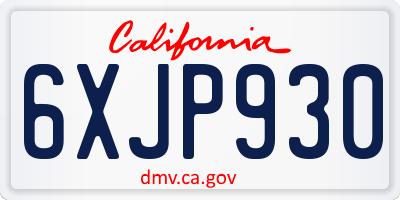 CA license plate 6XJP930