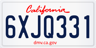 CA license plate 6XJQ331