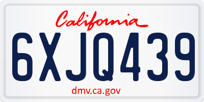CA license plate 6XJQ439