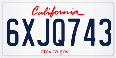 CA license plate 6XJQ743