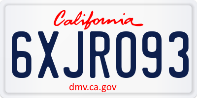 CA license plate 6XJR093