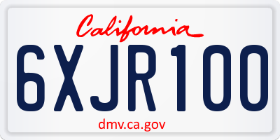 CA license plate 6XJR100