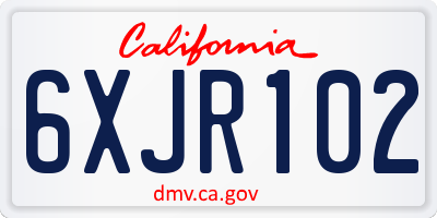 CA license plate 6XJR102