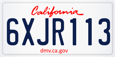 CA license plate 6XJR113