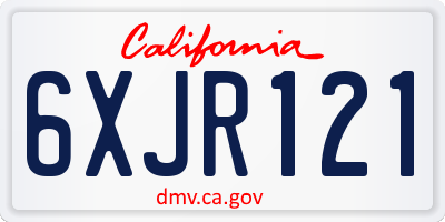 CA license plate 6XJR121