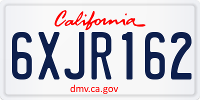 CA license plate 6XJR162