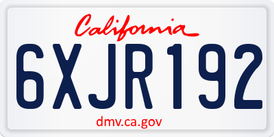 CA license plate 6XJR192