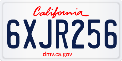 CA license plate 6XJR256