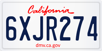 CA license plate 6XJR274