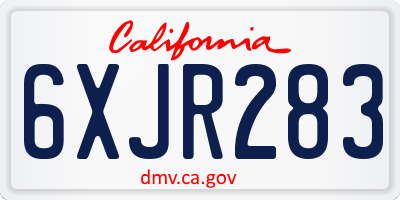 CA license plate 6XJR283