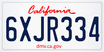 CA license plate 6XJR334