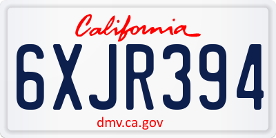 CA license plate 6XJR394