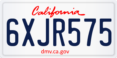 CA license plate 6XJR575
