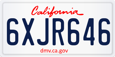 CA license plate 6XJR646