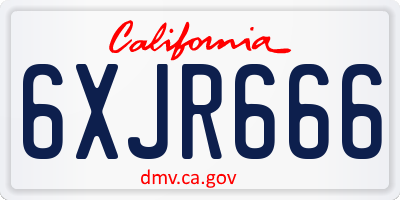 CA license plate 6XJR666